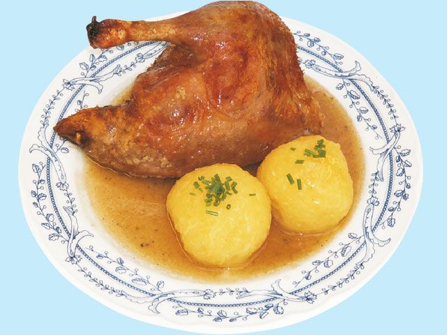 Portion Ente mit Kartoffelknödel